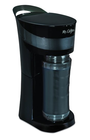 Mr Coffee Pour Brew Go 16-Ounce Personal Coffee Maker with Insulated TO-GO mug Midnight Black BVMC-MLBL