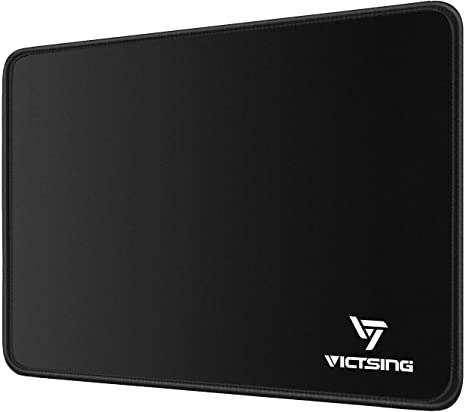 VicTsing Mouse Pad with Stitched Edge, Premium-Textured Mouse Mat, Non-Slip Rubber Base Mousepad for Laptop, Computer & PC, 10.2×8.3×0.08 inches, Black