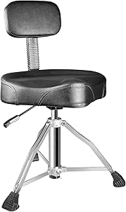 SONICAKE Drum Throne with Backrest, Height Adjustable Hydraulic Drum Chair Heavy Duty Drum Throne Stools Motorcycle-Style Seat for Adult Drummers Guitar Players