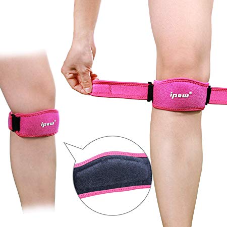 IPOW 2 Pack Thickened Pad & Wide Patella Knee Strap, Pain Relief Patellar Tendon Support, Adjustable Brace Band for Basketball, Running, Jumpers Knee, Volleyball, Tendonitis, Arthritis