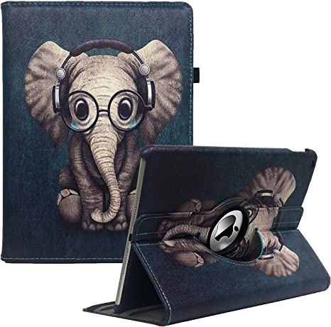 iPad 10.2 Case iPad 9th Generation 2021/ iPad 8th Generation 2020/ iPad 7th Generation 2019, 360 Degree Rotating Stand Case Protective Cover with Auto Sleep/Wake Function(Elephant)