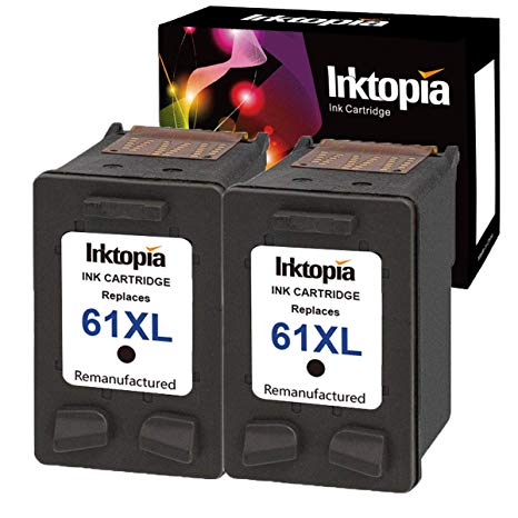 Inktopia Remanufactured HP 61 XL Ink Cartridge (2 Black) CH563WN High Yield With Ink Level Display For HP Deskjet 1000 1050 2050 2510 3050 3510 ENVY 4500 5530 Officejet 2620 2621 4630 4632 4635
