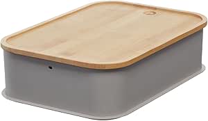 iDesign Recycled Plastic 11.9" Medium Storage Bin with Bamboo Lid, BPA-Free, Porpoise