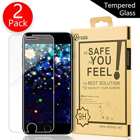 BTGGG iPhone 8 Plus/7 Plus Screen Protector, 2 Pack iPhone 6s Plus Tempered Glass Screen Protector [3D Touch Compatible] for iPhone 8 Plus/7 Plus/6s Plus/6 Plus