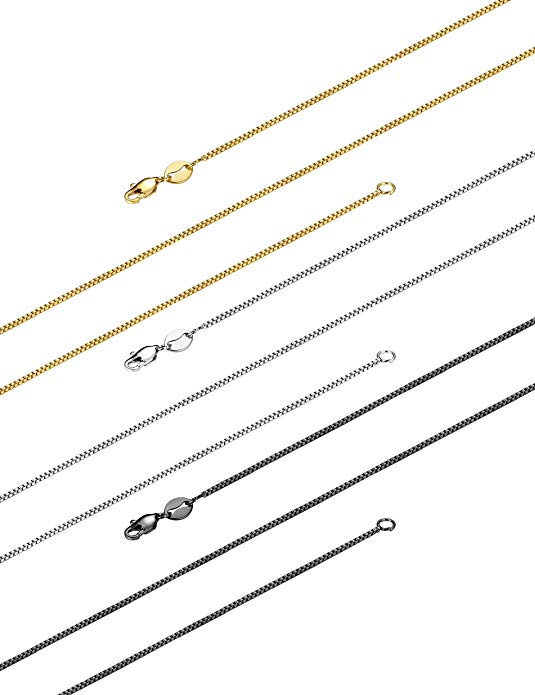 LOLIAS 3 Pcs 1MM Stainless Steel Box Chain Necklace for Women Thin Necklace, 18IN-30IN