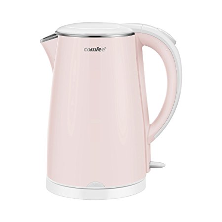 Comfee Sound Off & Cool Touch Series Electric Kettle - 1500W Fast Boiling, Food Grade Stainless Steel,1.7 Liter, Auto Shut-Off and Boil Dry Protection