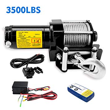 12V Electric Winch 3500lbs/1591kg for UTV ATV Boat with Handheld Remote and Corded Control,Steel Wire Rope, Waterproof IP68 ATV Winch