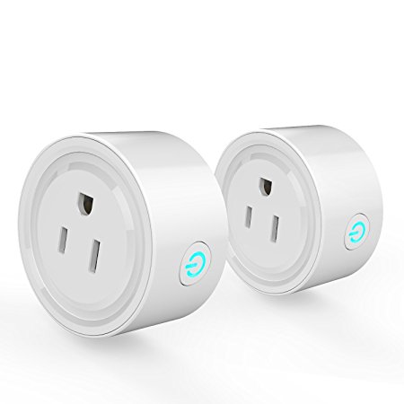 Wireless Outlet, Potensic 2-Pack Wi-Fi Mini Smart Plug Remote Control Socket, Work with Amazon Echo Alexa, Switch On/Off your Devices from Anywhere, Timing Function (White)