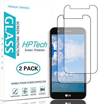 HPTech LG K20 Plus Screen Protector - Tempered Glass Film for LG K20 Plus/LG K20 V, Easy to Install, Bubble Free, 9H Hardness, 2-Pack