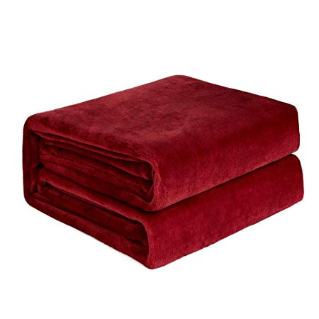 Flannel Fleece Blanket - Bed or Couch Throw by NEWSHONE(90inX90in, Red)
