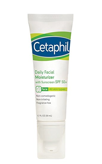 Cetaphil Daily Facial Moisturizer with Sunscreen, SPF 50 , 1.7 Fluid Ounce (Pack of 2)