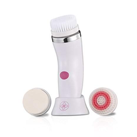Electric Facial Brush, 3 in 1 Waterproof Skin Cleanser Face Scrubber Exfoliator , USB Rechargeable Facial Care Pore Cleaning Beauty Face Washing Massager with 3 Brush Heads