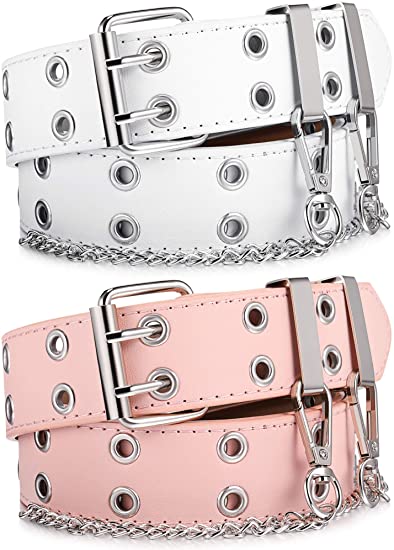 Double Grommet Women Punk Belts Prong Buckle Jeans Waist Belts