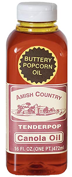 Amish Country Popcorn - Butter Flavored Canola Oil - (16 Ounce) With Recipe Guide - Old Fashioned, Non GMO and Gluten Free