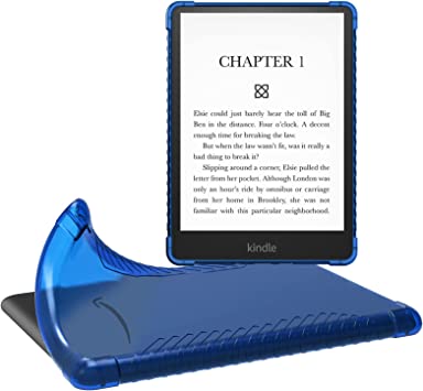 MoKo Case for 6.8" Kindle Paperwhite (11th Generation-2021) and Kindle Paperwhite Signature Edition, Ultra Clear Soft Flexible Transparent TPU Skin Bumper Back Cover Shell, ClearNavyBlue