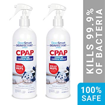 CleanSmart CPAP Disinfectant Spray, 16 Ounce Bottle (Pack of 2), Kills 99.9% of Viruses, Bacteria, Germs, Mold, and Fungus, Leaves No Chemical Residue