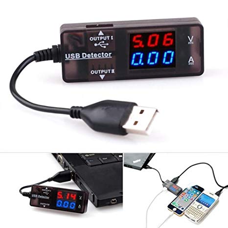 BlueBeach USB Power Meter Voltage Tester Current Monitor- USB 2.0 3.0 Volt Amp Reader Multimeter LED screen - Portable Durable mV mA Data Measurement - Check Solar Panel External Battery Power Bank Wall Charger Smartphone Tablet Gadget Charging Status
