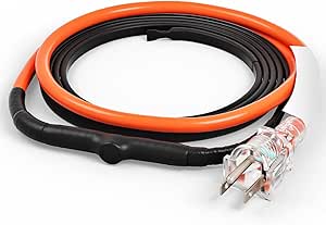 VEVOR Self-Regulating Pipe Heating Cable, 3FT 5W/FT Heat Tape for Pipes Freeze Protection, Water Pipe Heat Cable with Built-in Thermostat Protects PVC Hose, Metal and Plastic Pipe from Freezing