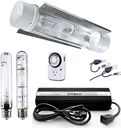 iPower 400 Watt HPS MH Digital Dimmable Grow Light System Kits Cool Tube Reflector Set Add-on Wing, 400W