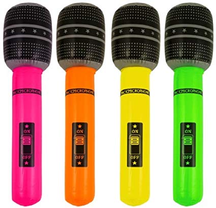 Toyland 1 x Party Time Inflatable 40cm Neon Coloured Microphone (Colours May Vary)
