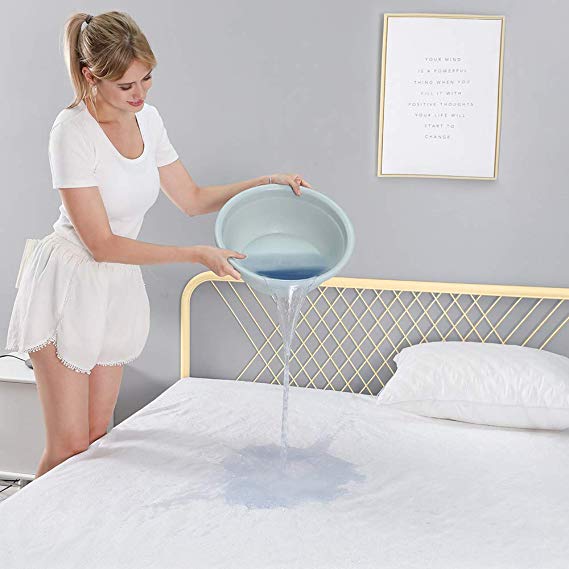 Waterproof Bed Mattress Cover Washable Breathable and Reusable Mattress Protector with Deep Pocket 18", Mattress Cover for King Bed