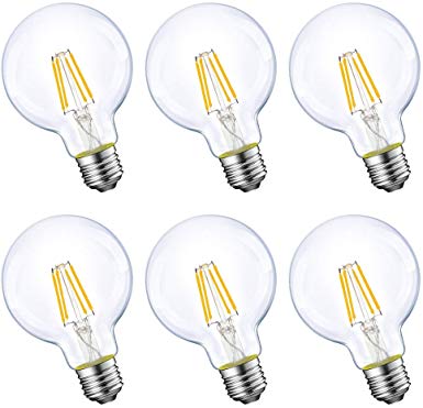 Energetic Lighting LED Globe Bulb, G25 Dimmable Edison Light Bulb, 60W Equivalent, 2700K Soft White, 500Lm, E26 Medium Screw Base LED Edison Light Bulb,UL Listed, 6-Pack