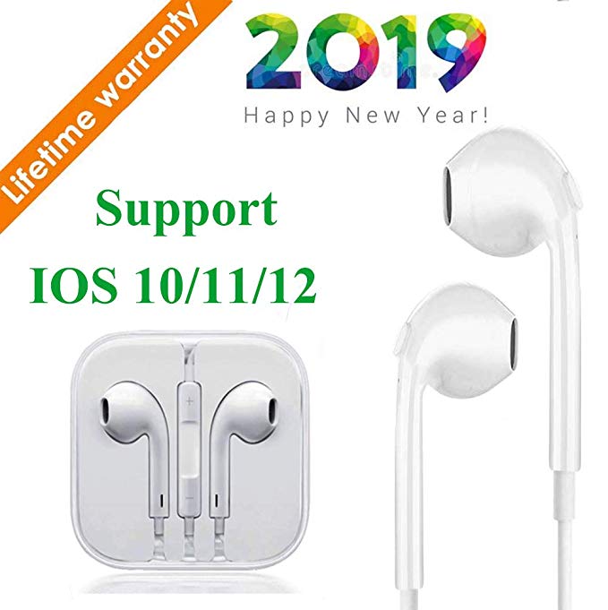 Earbuds Earphones Stereo Headphones Noise Isolating Headset Built-in Microphone & Volume Control Compatible with iPhone X/Xs Max/XR 7/8/8Plus iOS 10/11/12 Plug and Play