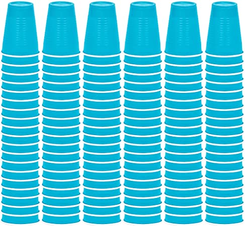 DecorRack Party Cups 12 oz Reusable Disposable Cups for Birthday Party Bachelorette Camping Indoor Outdoor Events Beverage Drinking Cups (Light Blue, 40)
