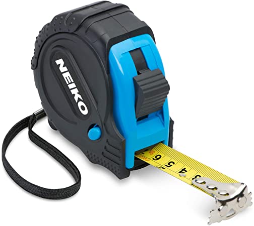 NEIKO 01596A Tape Measure 16' (5M) Maximum Length | SAE/Metric Dual-Side Markings | 1" Nylon Coated Steel Blade | True Zero Dual Magnetic Hooks | Impact Resistant ABS Housing