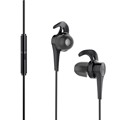 BYZ Sports Earphones with Ear Hooks In Ear Headphones with Microphone Black