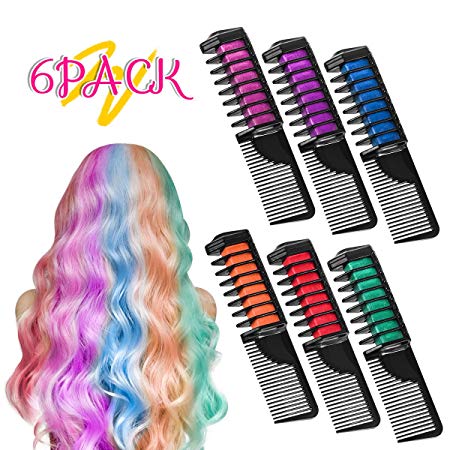 Hair Chalk, Temporary Hair Chalk Comb Non-toxic Washable Hair Dye with Shawl for Kids Party and Cosplay, Hair Chalk Pens Works on All Hair Colors by NICEAUTY