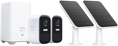 eufy Security, eufyCam S220 (eufyCam 2C Pro) 2-Cam Kit & Certified eufyCam Solar Panel 2 Pack, Wireless Home Security Camera, 2K Resolution, 180-Day Battery Life