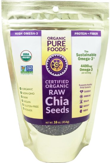 NON-GMO Organic Raw Chia Seeds 1 Pound Bag