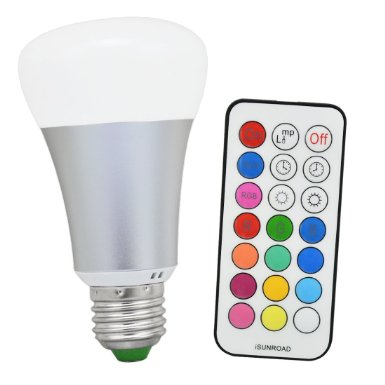 RC 10W Color Changing Dimmable E27 Base 85-265V 900LM Cool White RGBW LED Bulb With Remote Control