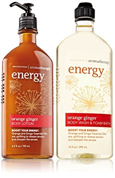 Bath & Body Works, Aromatherapy Body Wash & Foam Bath and Body Lotion, Orange Ginger (2-Pack Bundle)