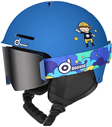 Odoland Kids Ski Helmet, Snow Helmet with Ski Goggles, Shockproof, Windproof, Safety Snow Sports Helmets and Protective Goggles for Boys Girls and Youth