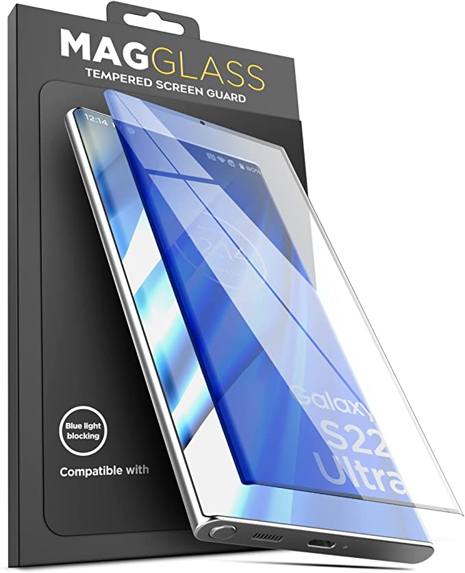 Magglass Blue Light Blocking Screen Protector Designed for Samsung Galaxy S22 Ultra Tempered Glass Display Guard (Anti-Bluelight for Reduced Eye Fatigue)