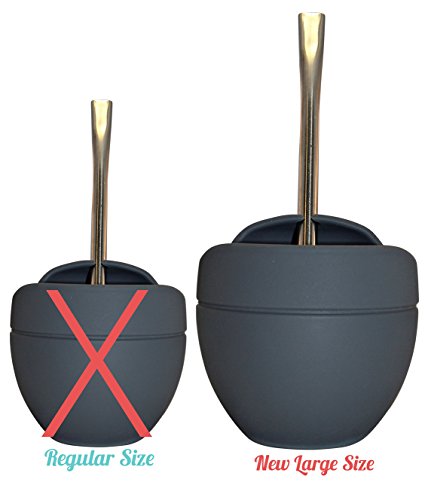 Extra Large Yerba Mate Silicone Gourd and Bombilla Combo (14 Oz. Gourd) (Cool Gray)