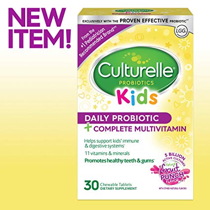 Culturelle Kids Probiotic plus Complete Multivitamin Chewable | Digestive and Immune Support*| Excellent Source of the Antioxidant Vitamins A, C, and E | Contains LGG, The proven probiotic| 30 Count