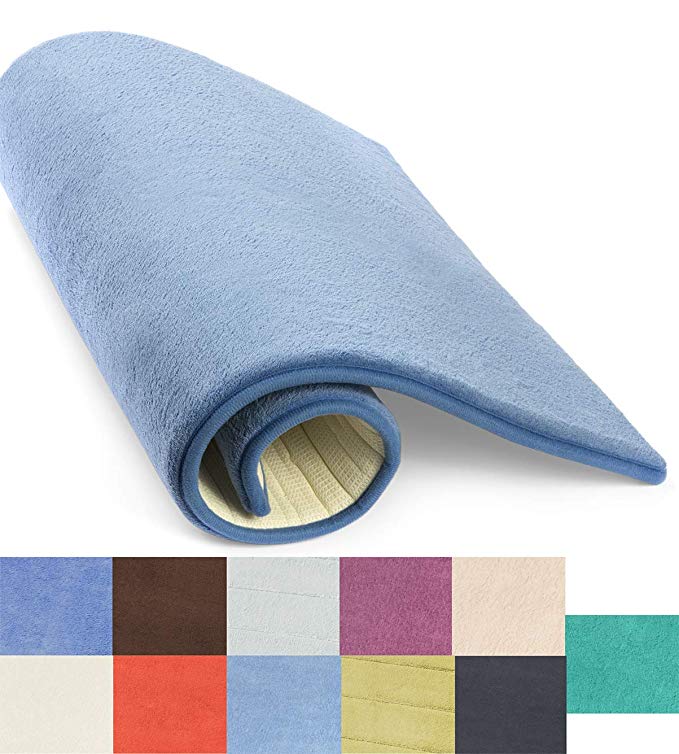 Simple Deluxe Dark Blue Bath or Kitchen Mat, Memory Foam Rug, Non Slip Backing, Washable, Absorbent Alfombras para Baños