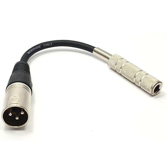 kenable XLR Male Plug to 6.35mm 1/4 inch Stereo Socket Female Adapter Lead 20cm