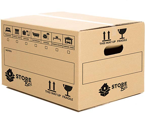 Heavy Duty Double Wall Cardboard Moving House & Storage Boxes, Flat Packed, (Pack of 10 - H43xW53xD53cm)