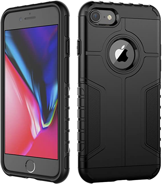 JETech Case for Apple iPhone 8 and iPhone 7, Dual Layer Protective Cover with Shock-Absorption, Black