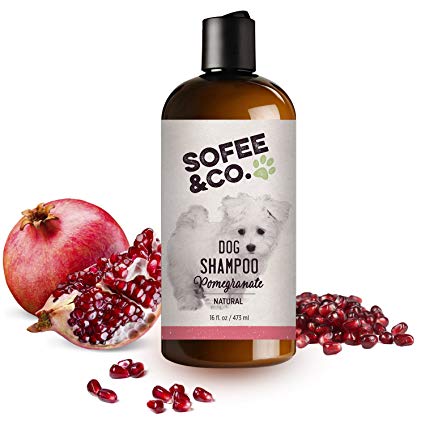 Sofee & Co. New Natural Dog/Puppy Shampoo, Pomegranate - Clean, moisturize, Condition, Soothe Soften Dry Itchy Allergy Sensitive Skin. Deodorize detangle, Prevent Mattes.
