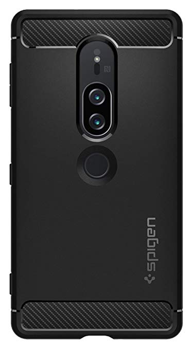 Spigen Rugged Armor Xperia XZ2 Premium Case with Flexible and Durable Shock Absorption with Carbon Fiber Design for Sony Xperia XZ2 Premium (2018) - Black