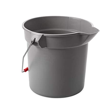 Rubbermaid Commercial Products 3.5 Gallon BRUTE Heavy-Duty, Corrosive-Resistant, Round Bucket, Gray (FG261400GRAY)