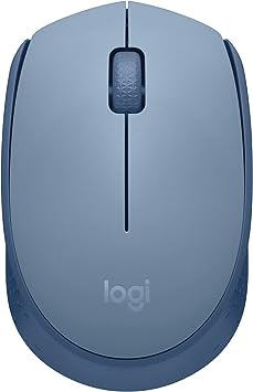 Logitech M170 Wireless Mouse for PC, Mac, Laptop, 2.4 GHz with USB Mini Receiver, Optical Tracking, 12-Months Battery Life, Ambidextrous - Blue Grey