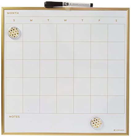 ubrand Gold Metal Frame Dry Erase Calendar, 14"X14" (366A00-04)