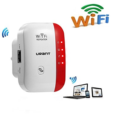 URANT Wi-Fi Repeater Wireless 300Mbps Long Range Extender Network Amplifier Signal Booster with WPS Protection Support AP Router & Repeater Mode RJ45 Port Compliy with IEEE802n/g/b Under 2.4GHZ