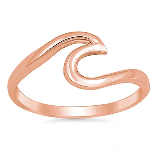 CHOOSE YOUR COLOR Sterling Silver Wave Ring
